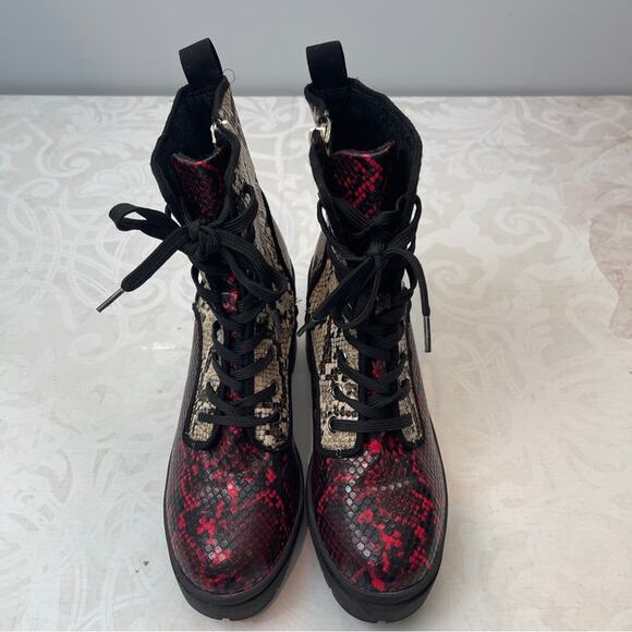 Bamboo snakeskin combat lace up boots 7.5 - Picture 2 of 14